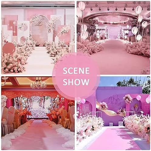 Pink Wedding Carpet Non Slip Bridal Walkway Runner Rug 12x30m