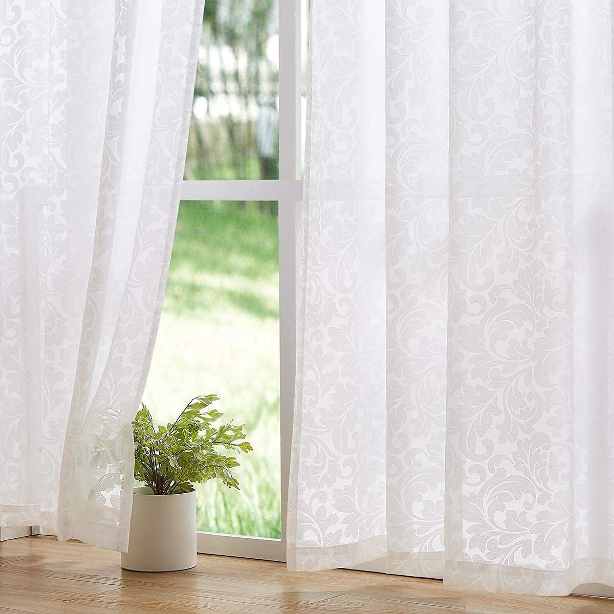 Treatmentex White Sheer Curtain Panels Set 54x84x2