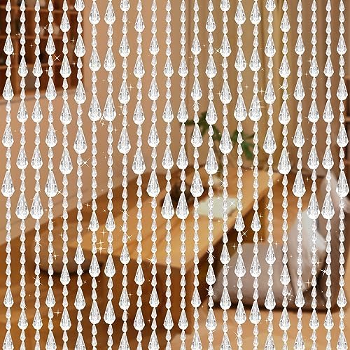 Crystal Beaded Curtain - White 355 x 79 Inches