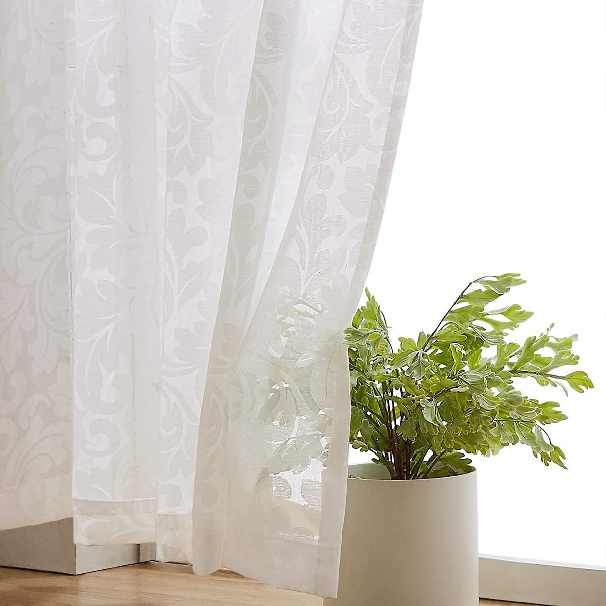 Treatmentex White Sheer Curtain Panels Set 54x84x2