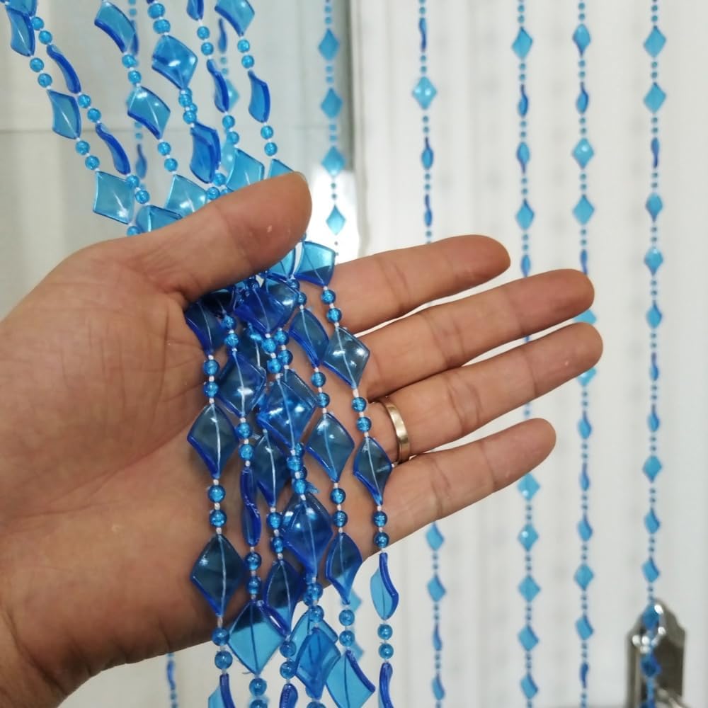 Dark Blue Beaded Curtain Doorway Acrylic Hanging Decor