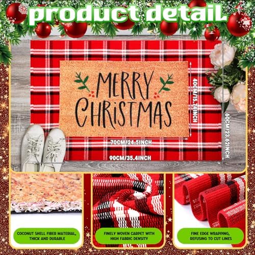 Duraaamo 2 Pcs Christmas Doormat Set