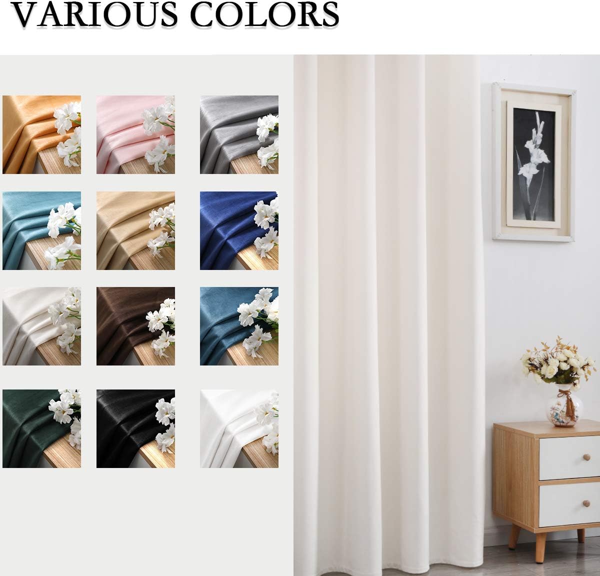 SPXTEX Cream Velvet Curtains 84 Inch Long Set of 2 Grommet Top Panels