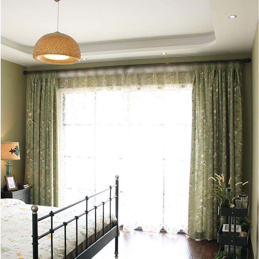 PureAqu Rod Pocket Sheer Curtain Panel Floral Birds Design
