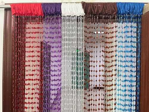 ZiDeTang Maple Leaf Beaded Curtain Panel 393x767 in Brown
