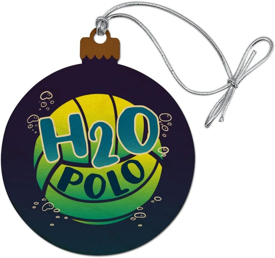 Graphics And More Water Polo Ball H2O Wood Christmas Ornament