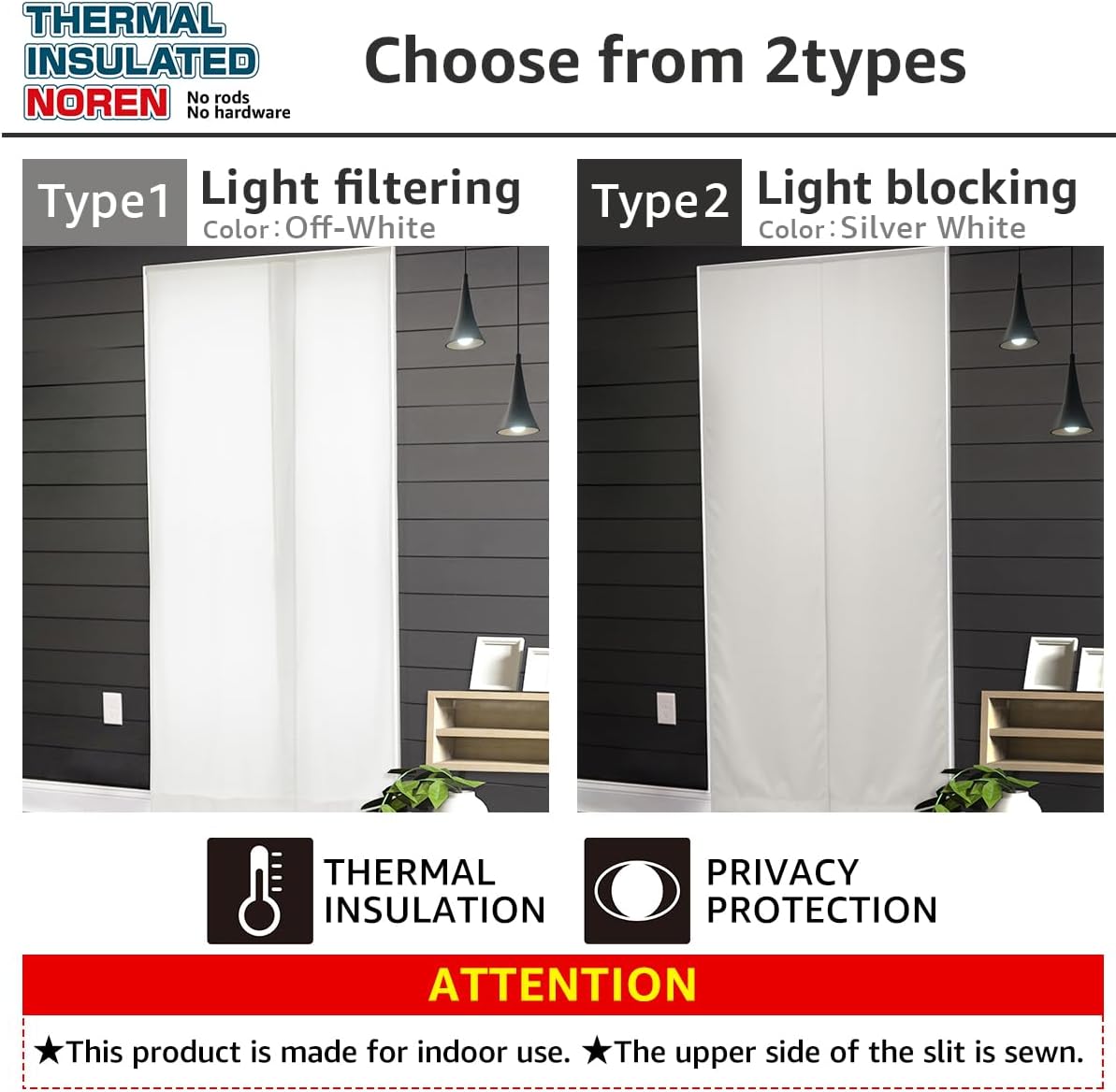 Kurena Curtain Thermal Insulated Panel Door Divider