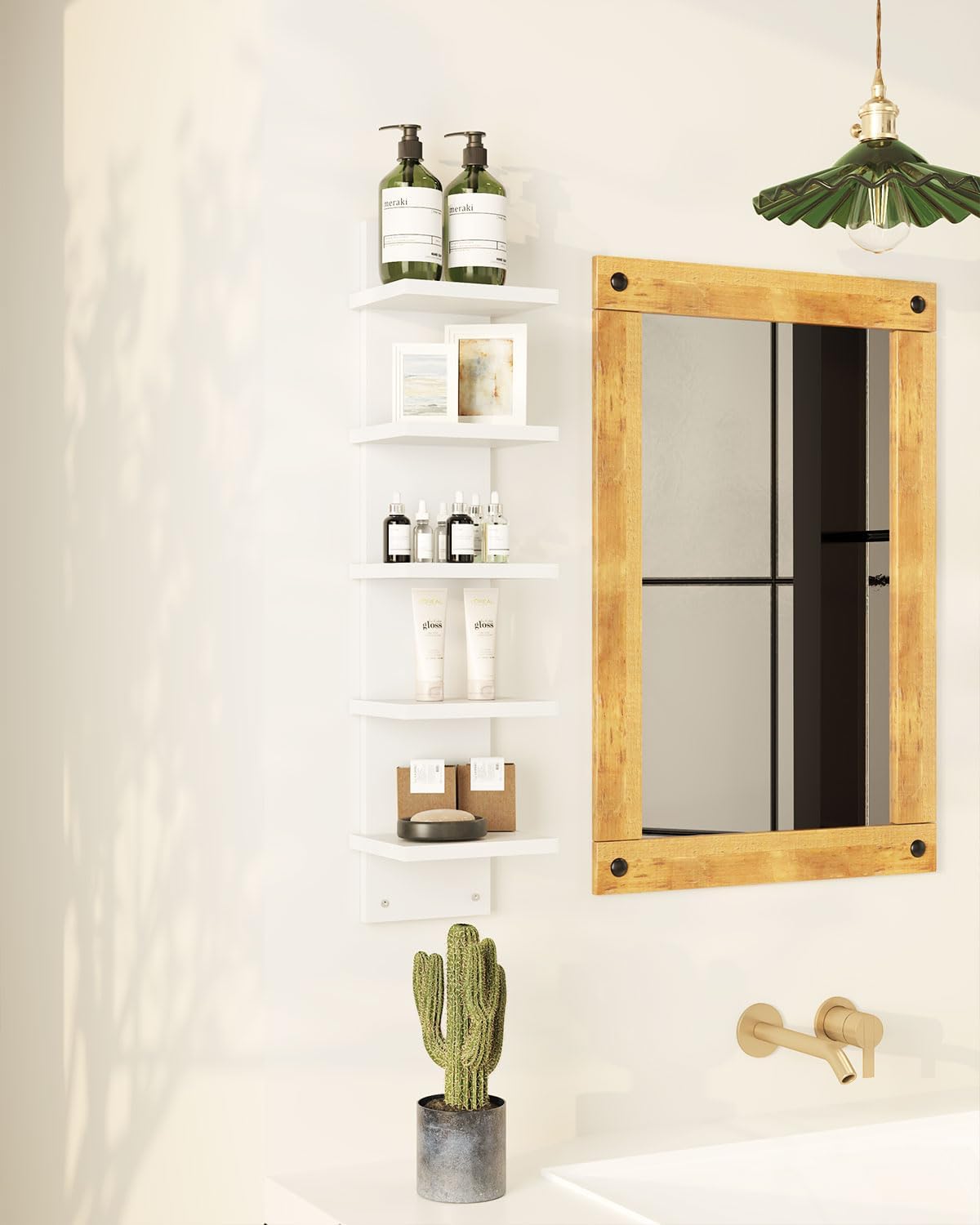 IBUYKE 5 Tier Wall Shelf Unit White Vertical Storage Shelf