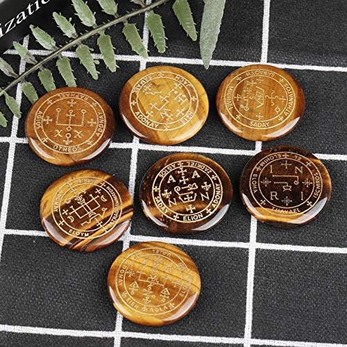 7PCS Tiger Eye Stones with Archangel Symbol Chakra Set