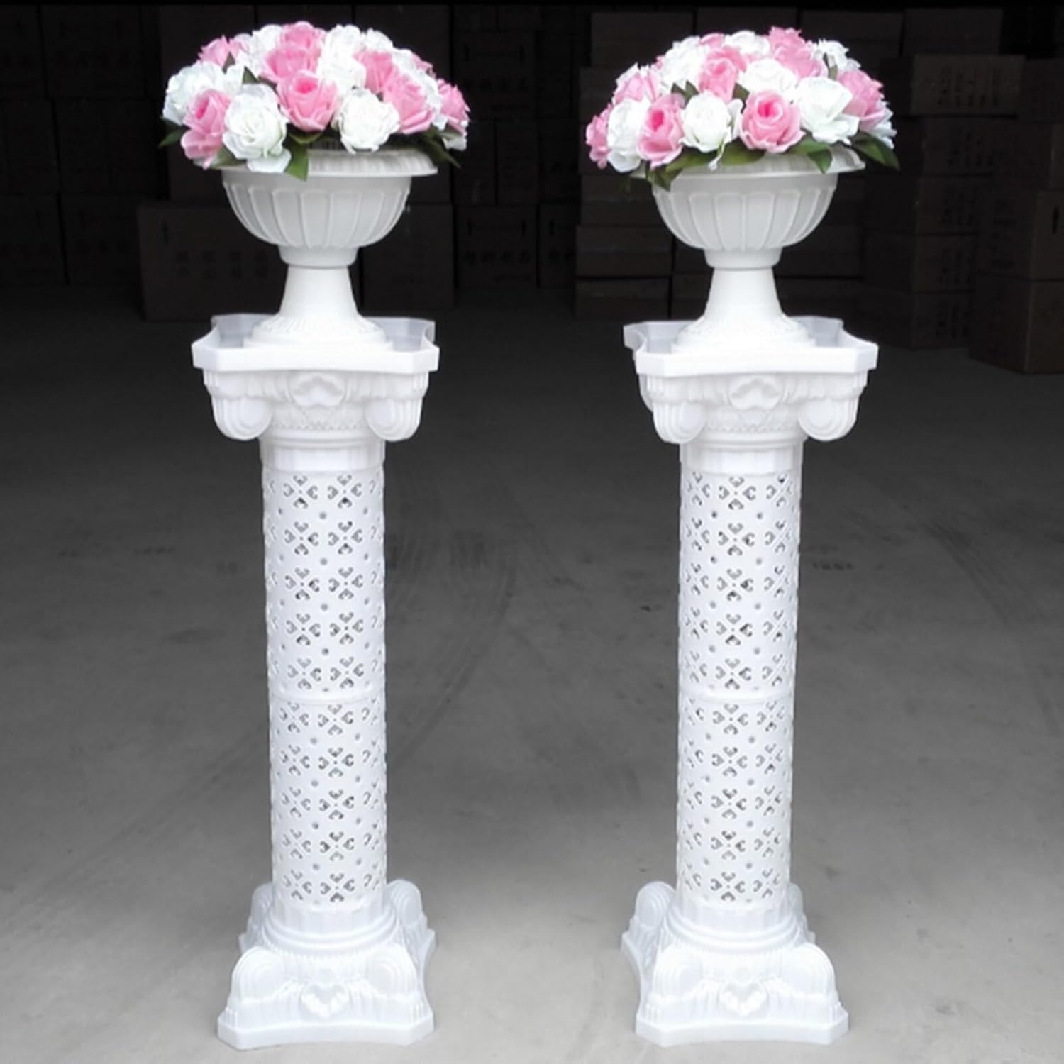 ERINGOGO Tall Display Pedestal - 40 x 12 White Roman Column