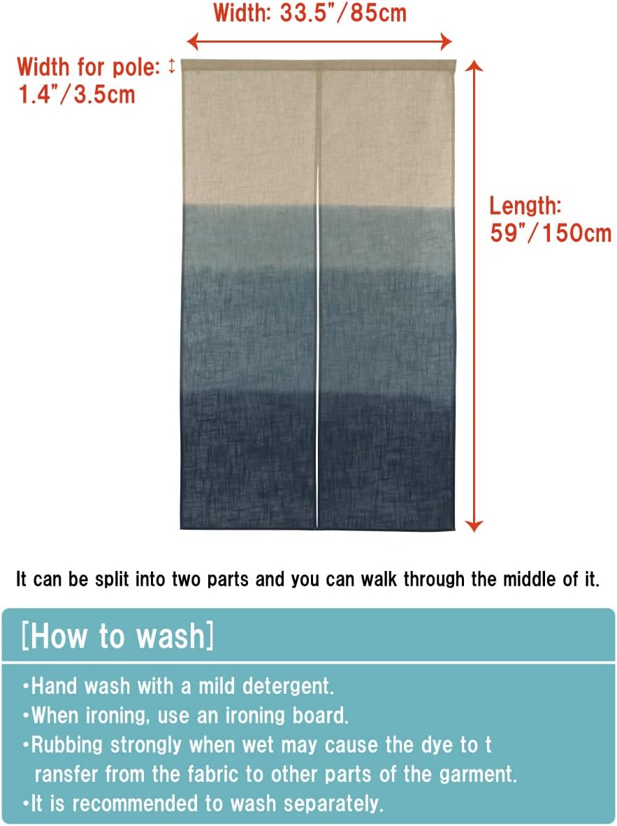 Noren Doorway Curtain Tapestry Blue Gradation 85x150cm