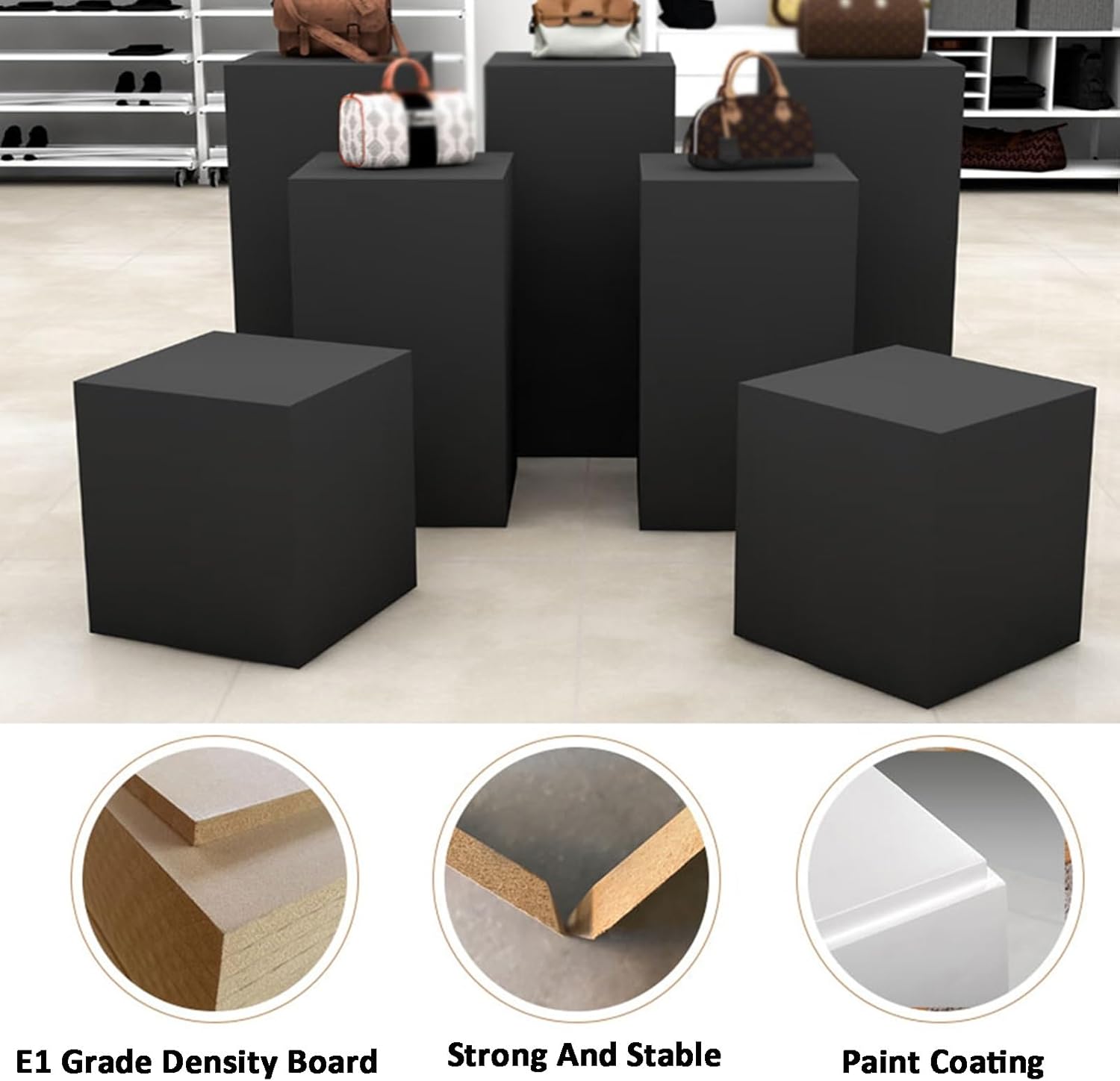 Cube Display Pedestal Stand Black 40x40cm