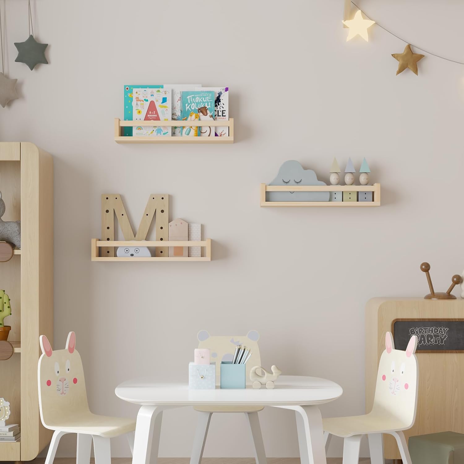 Heimlove Floating Shelves for Nursery 16 Inch Wall Bookshelf Set of 2