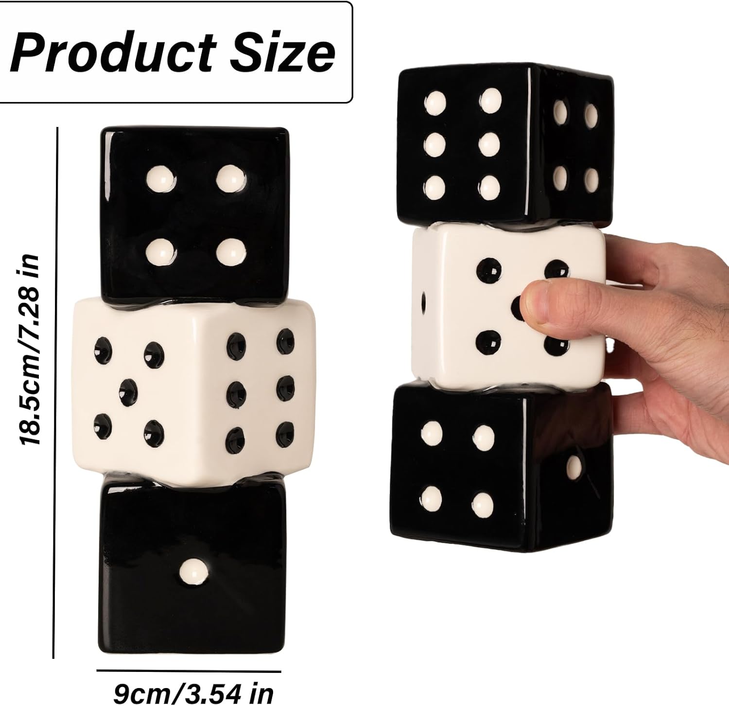 Unique Handmade Dice Vase - Stylish Black White Ceramic Decor