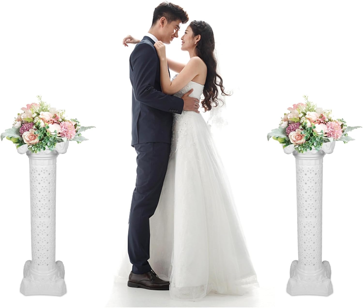 ERINGOGO Tall Display Pedestal - 40 x 12 White Roman Column