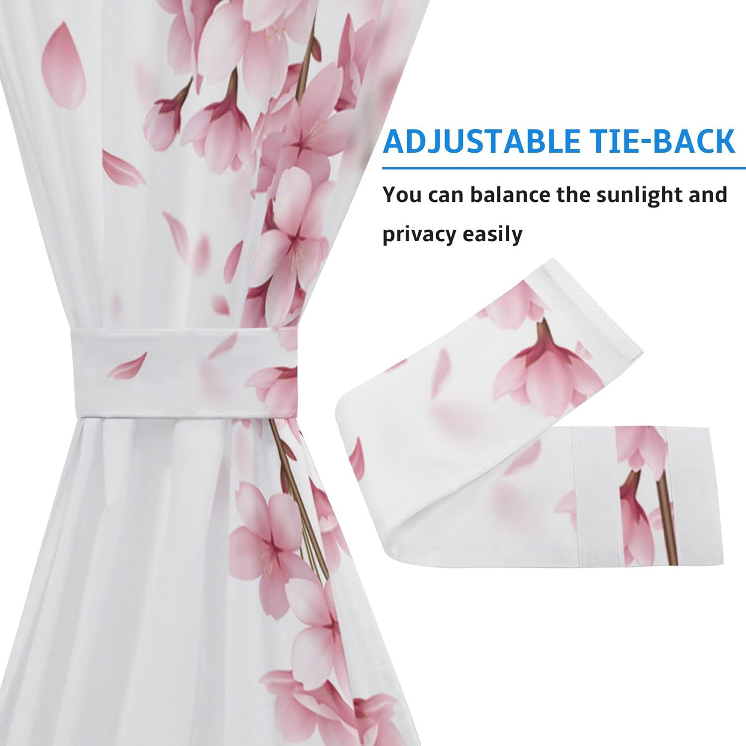 Shine-Home Spring Pink Sakura French Door Curtain Panel
