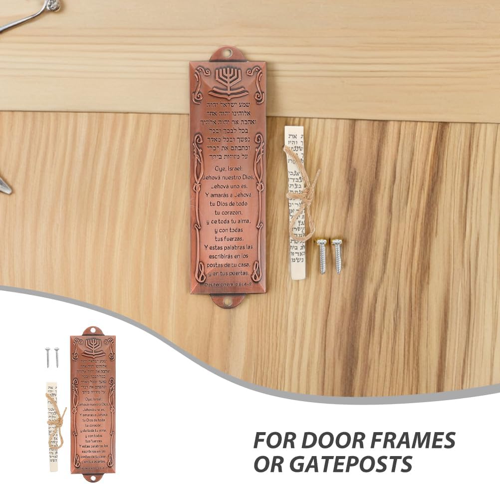 LUOZZY 2pcs Red Bronze Mezuzah with Scroll for Jewish Home Blessing