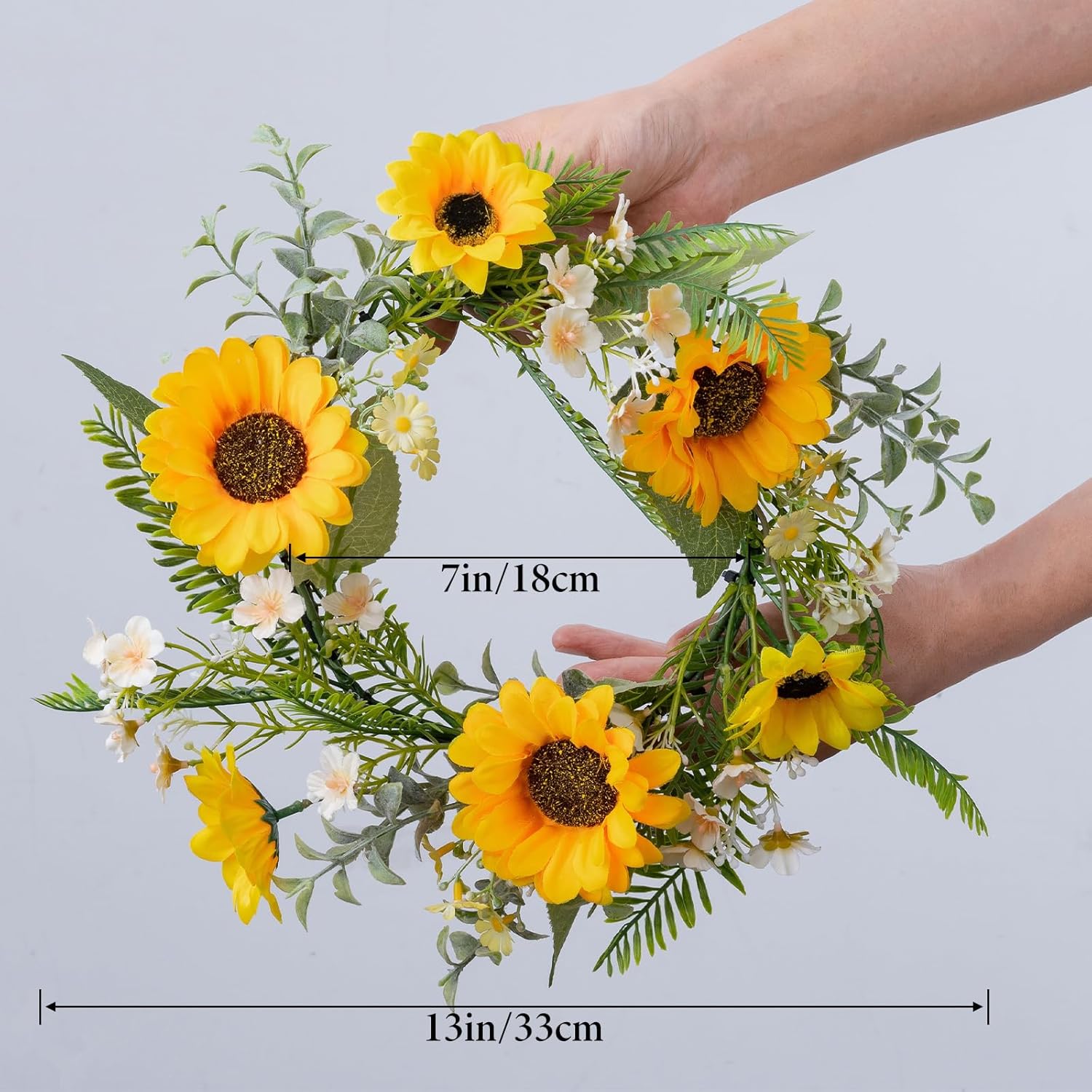 KHOYIME 13 Inch Sunflower Front Door Wreath