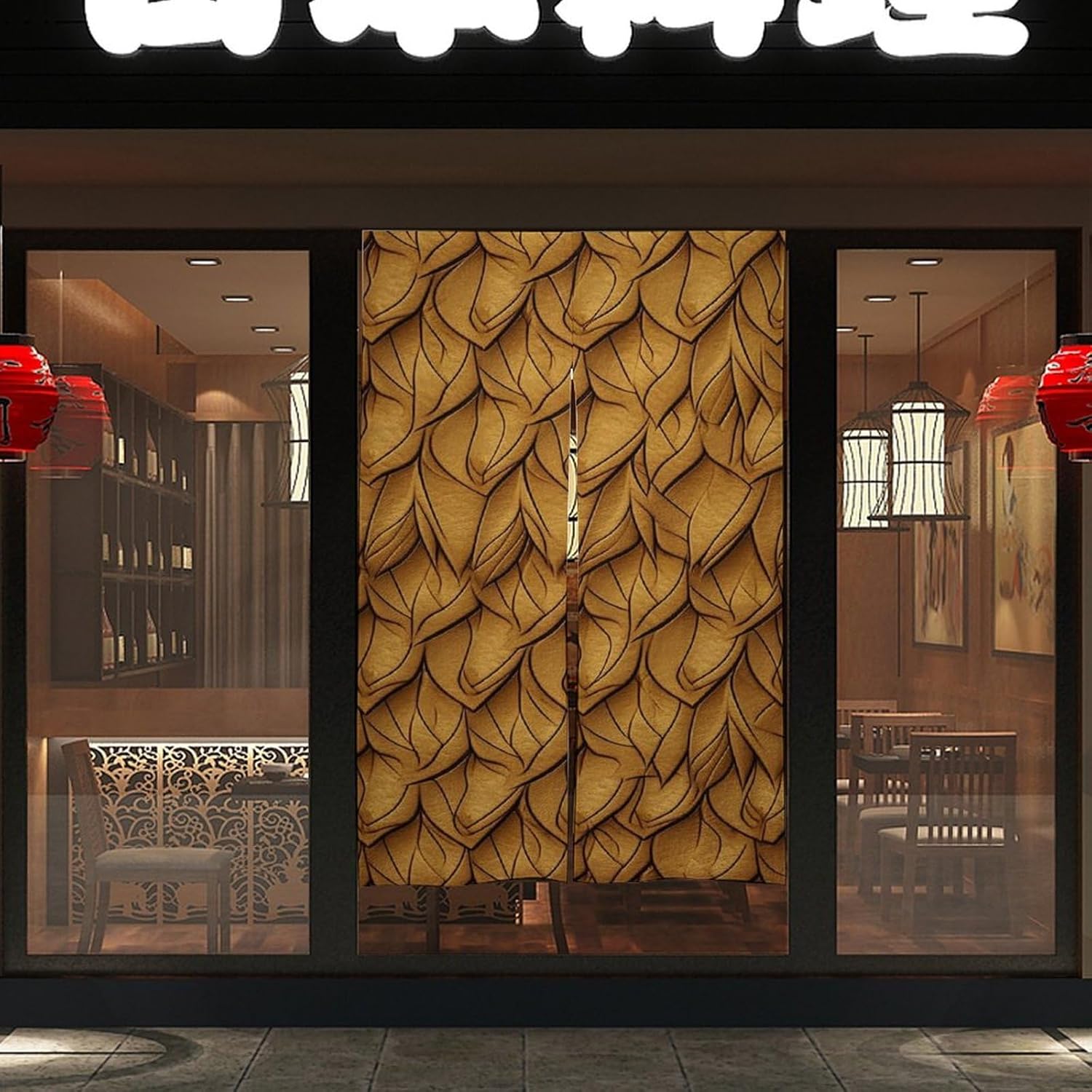 Leather Texture Door Curtain for Split Entryway 34x57 Inches