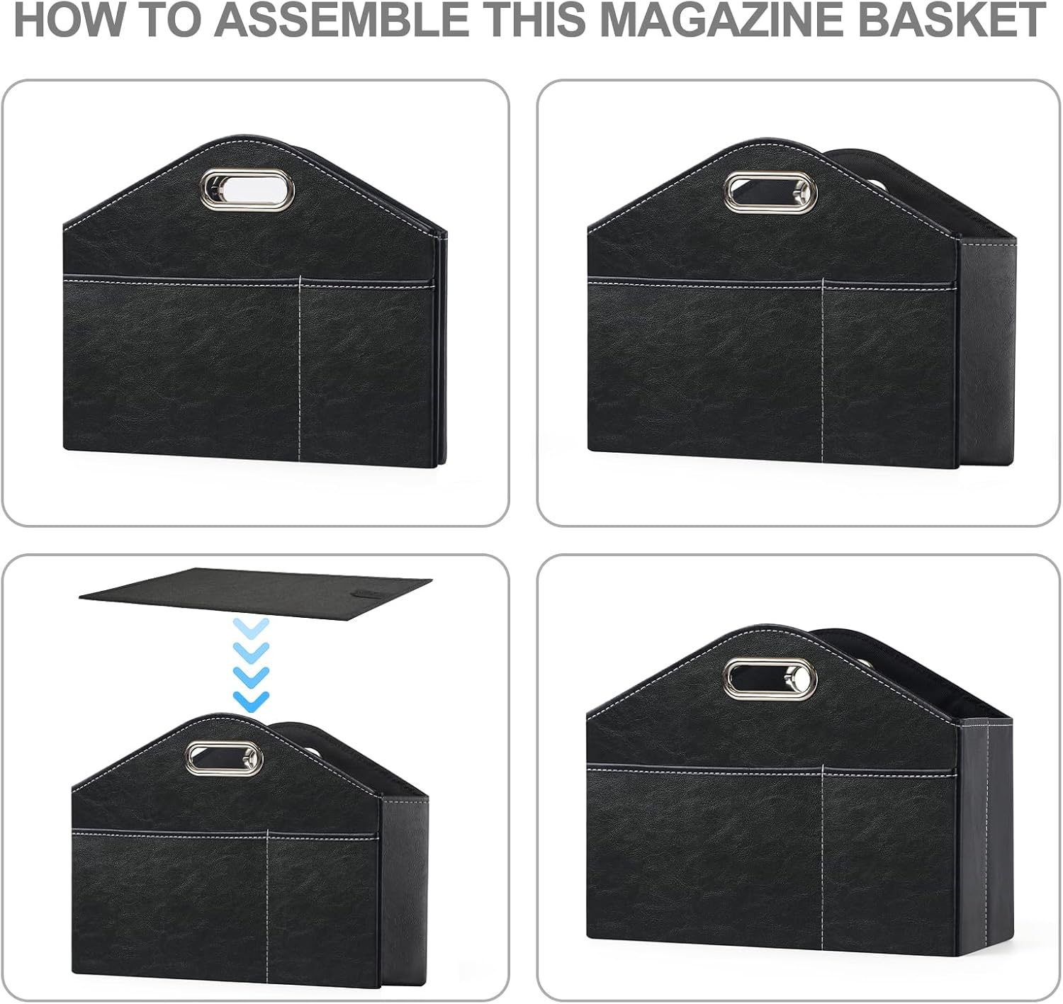 PreTidy Foldable PU Leather Magazine Holder Organizer