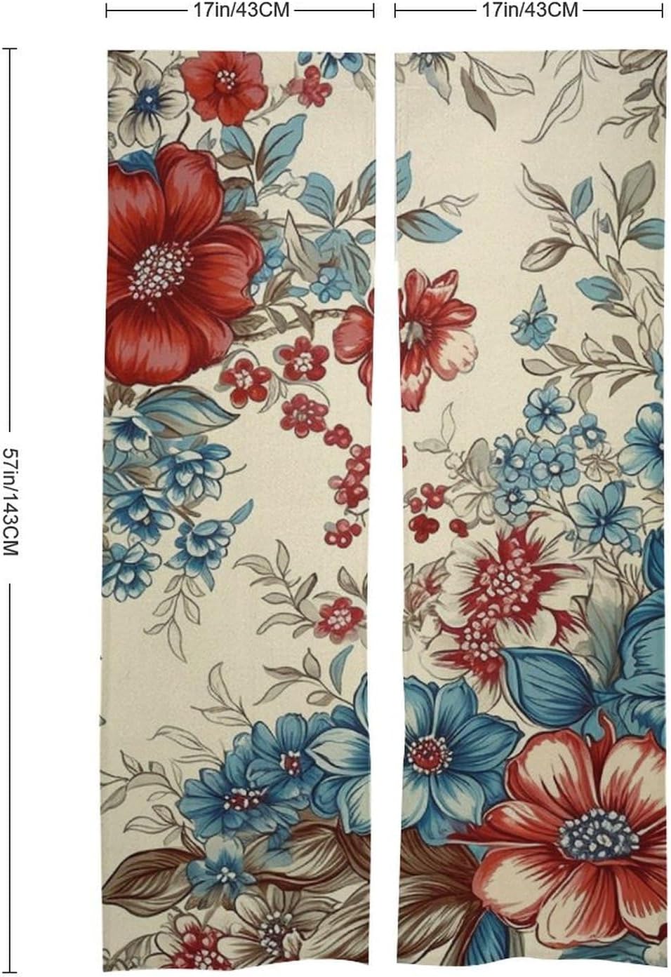Japanese Noren Floral Pattern Door Curtain 34x57 Inches