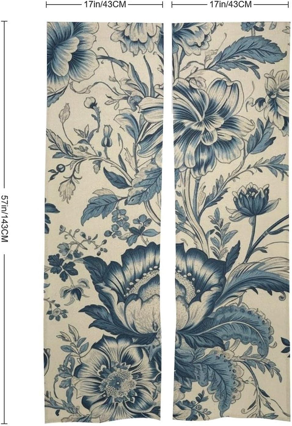 Eco Friendly Blue Decorative Flowers Door Curtain 34x57 Inch