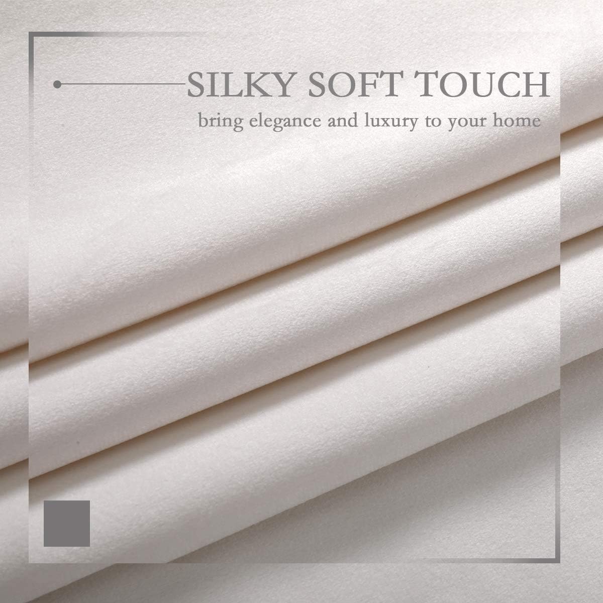 SPXTEX Cream Velvet Curtains 84 Inch Long Set of 2 Grommet Top Panels