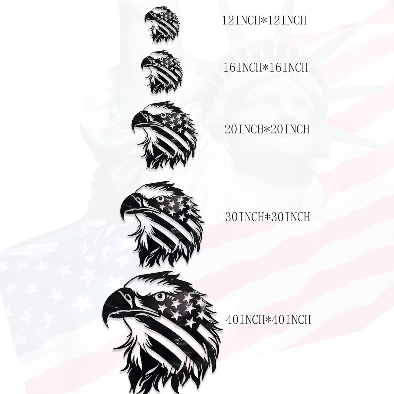 Patriotic Bald Eagle American Flag Metal Wall Art 30 Inch