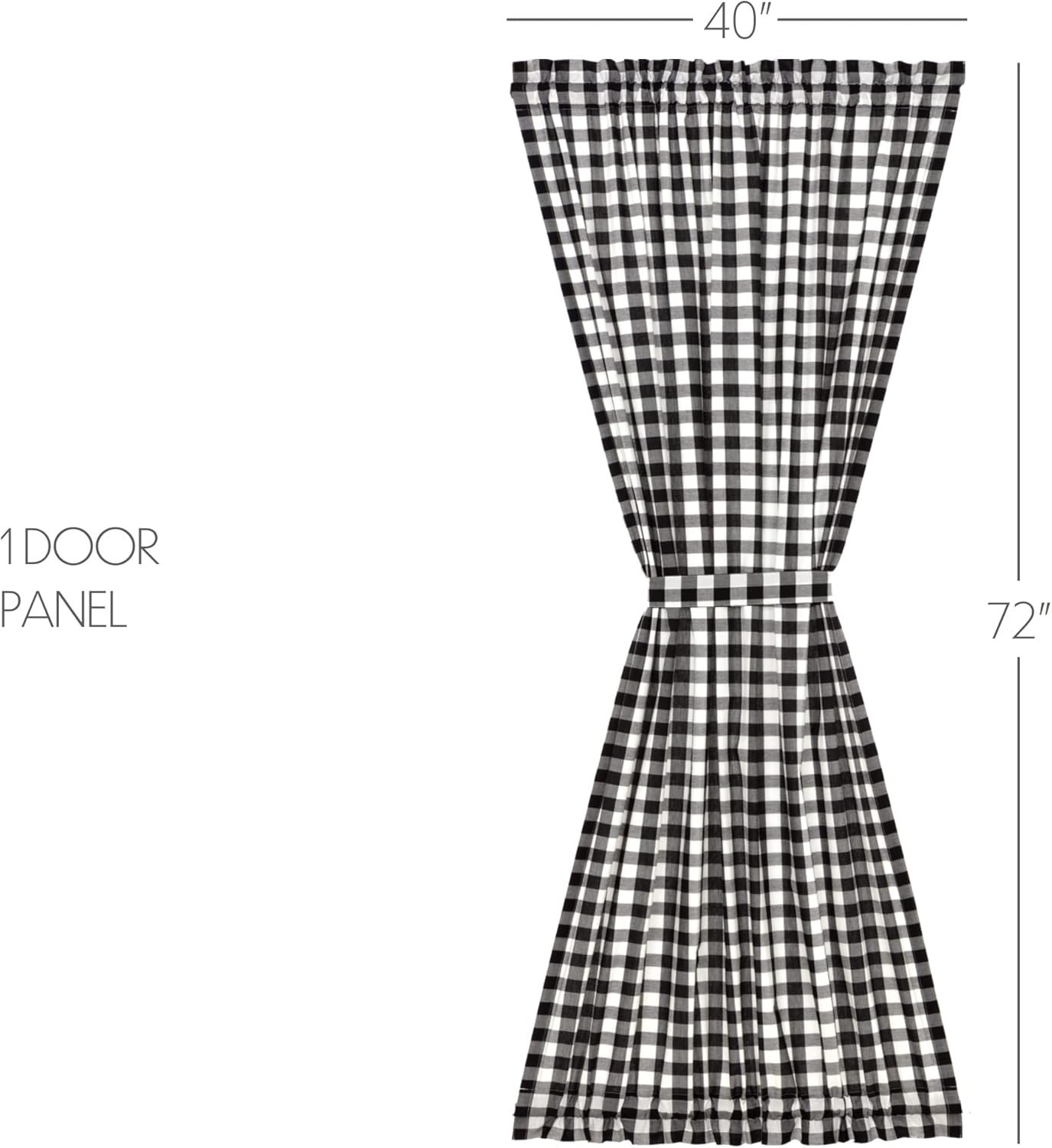 VHC Brands Annie Buffalo Check Curtain 72x40 Black