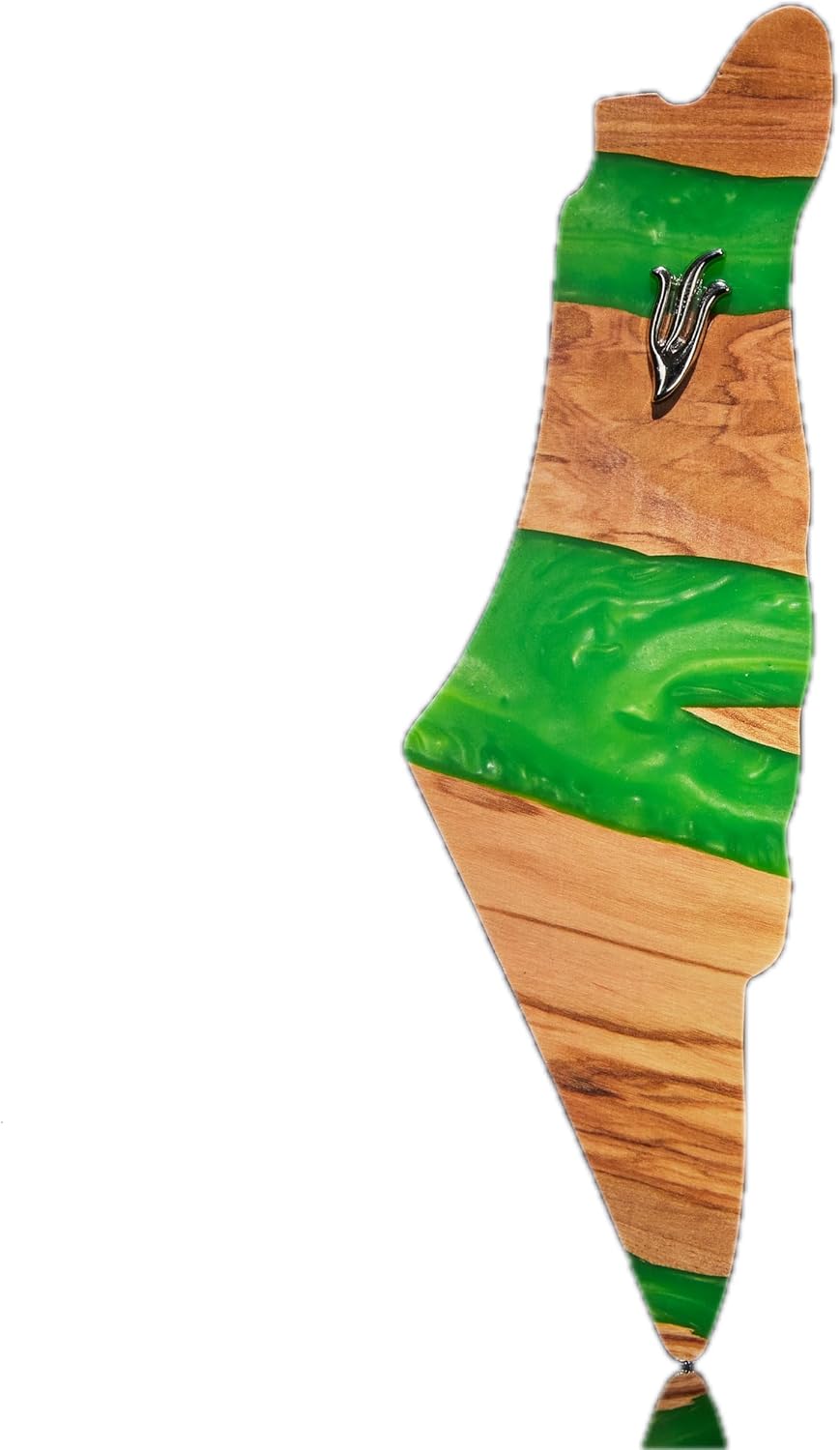 Elegant Olivewood Mezuzah Shaped Like Israel Green