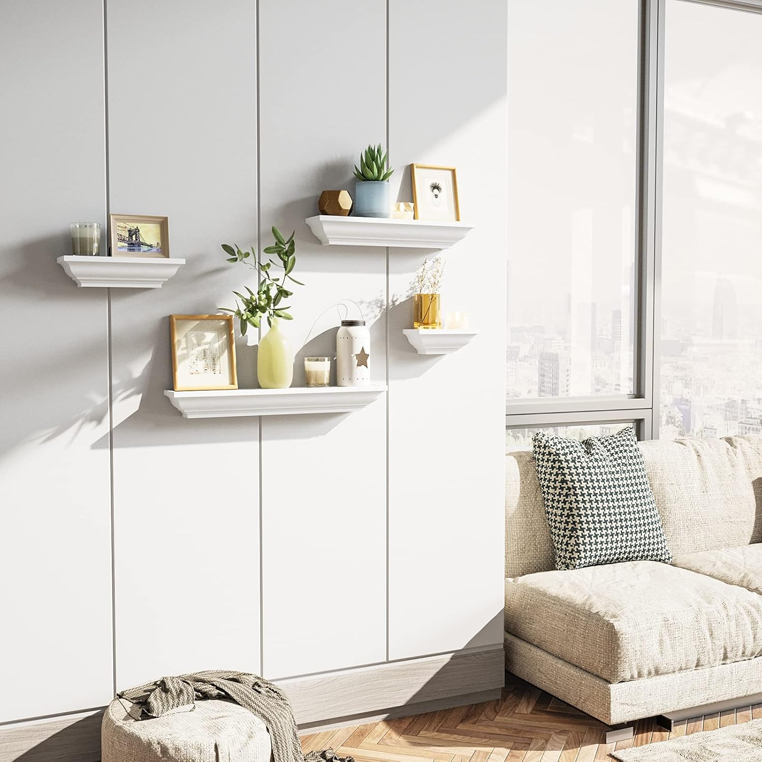 SRIWATANA White Floating Shelves Set of 4 24 Inch