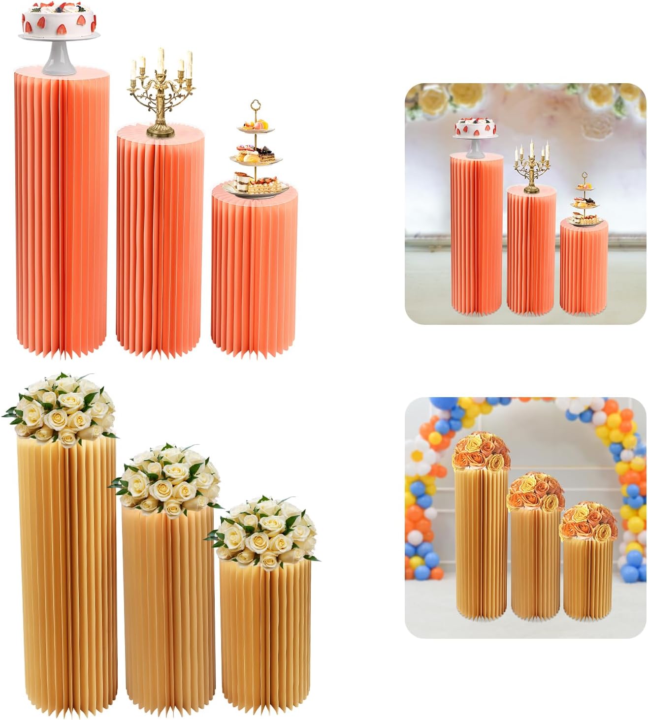 3PCS Cylinder Pedestal Stands for Wedding Displays