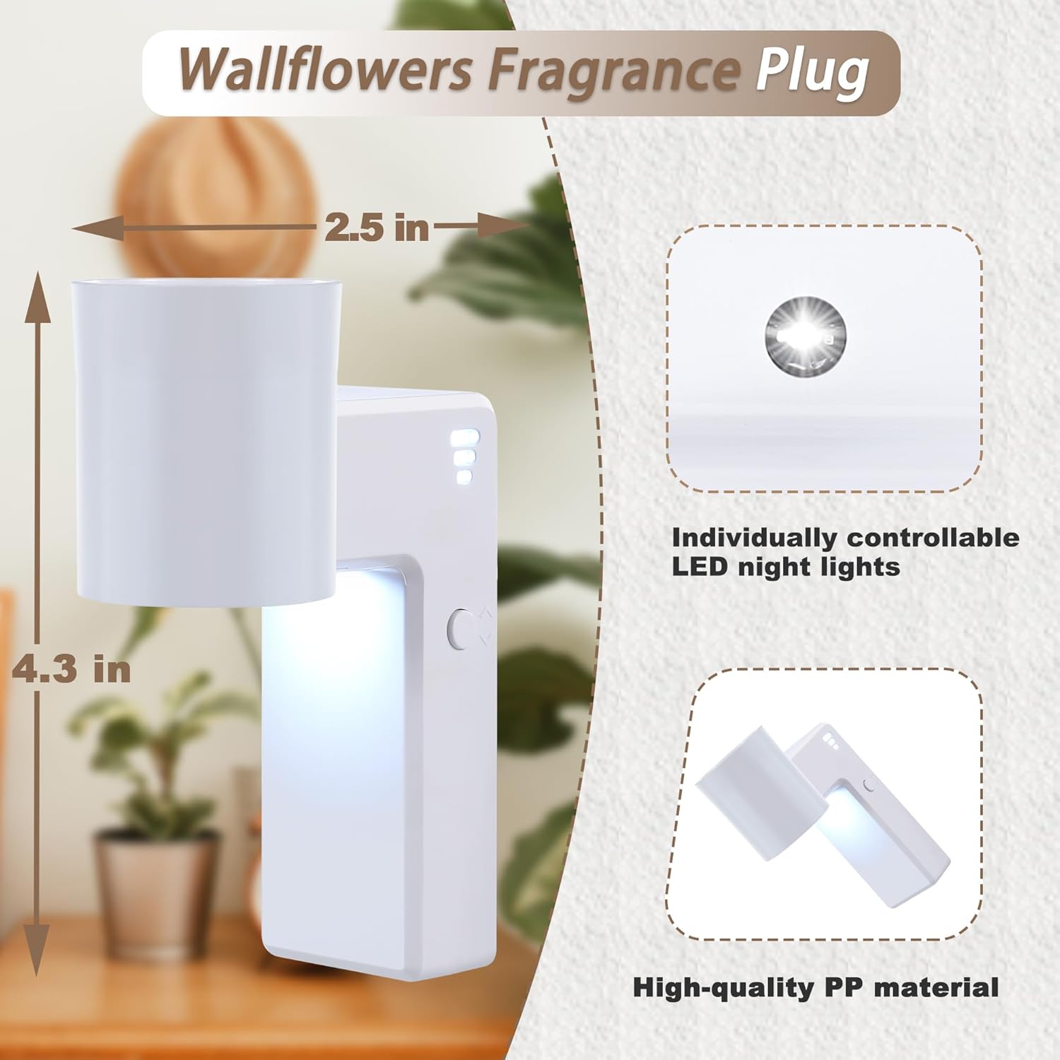 2 Pcs Wall Fragrance Plug In with Night Light and 3-Speed Diffuser