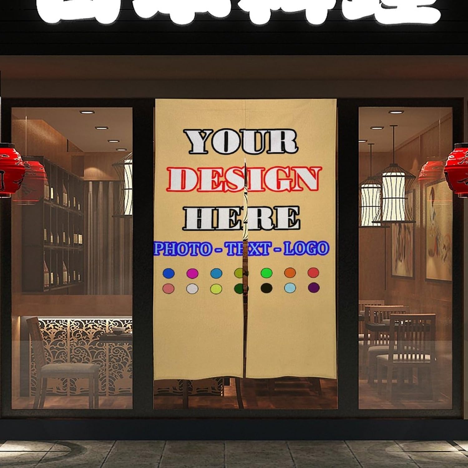 Custom Japanese Noren Door Curtain with Photo Text Logo