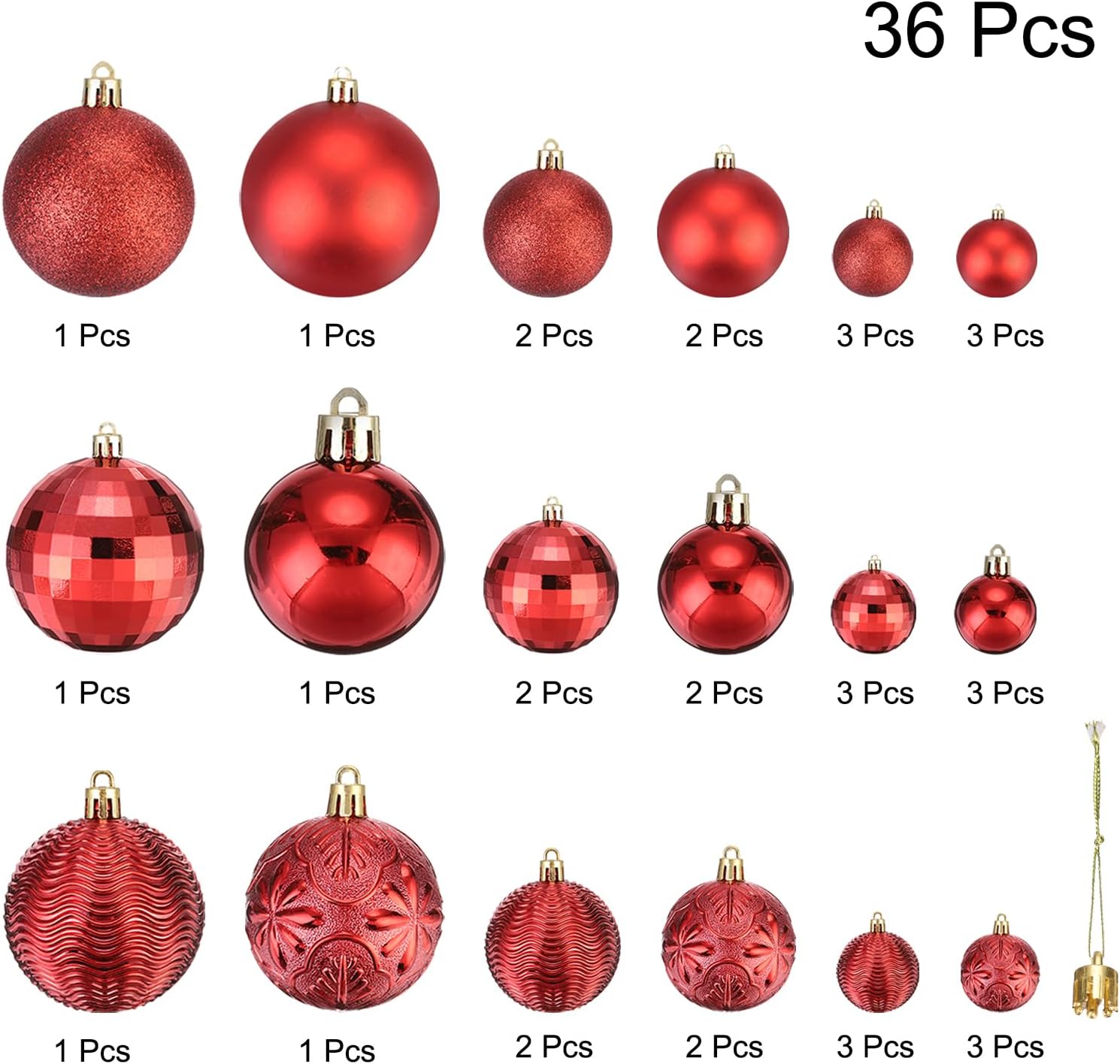 MECCANIXITY 36Pcs Red Christmas Tree Balls Decorations