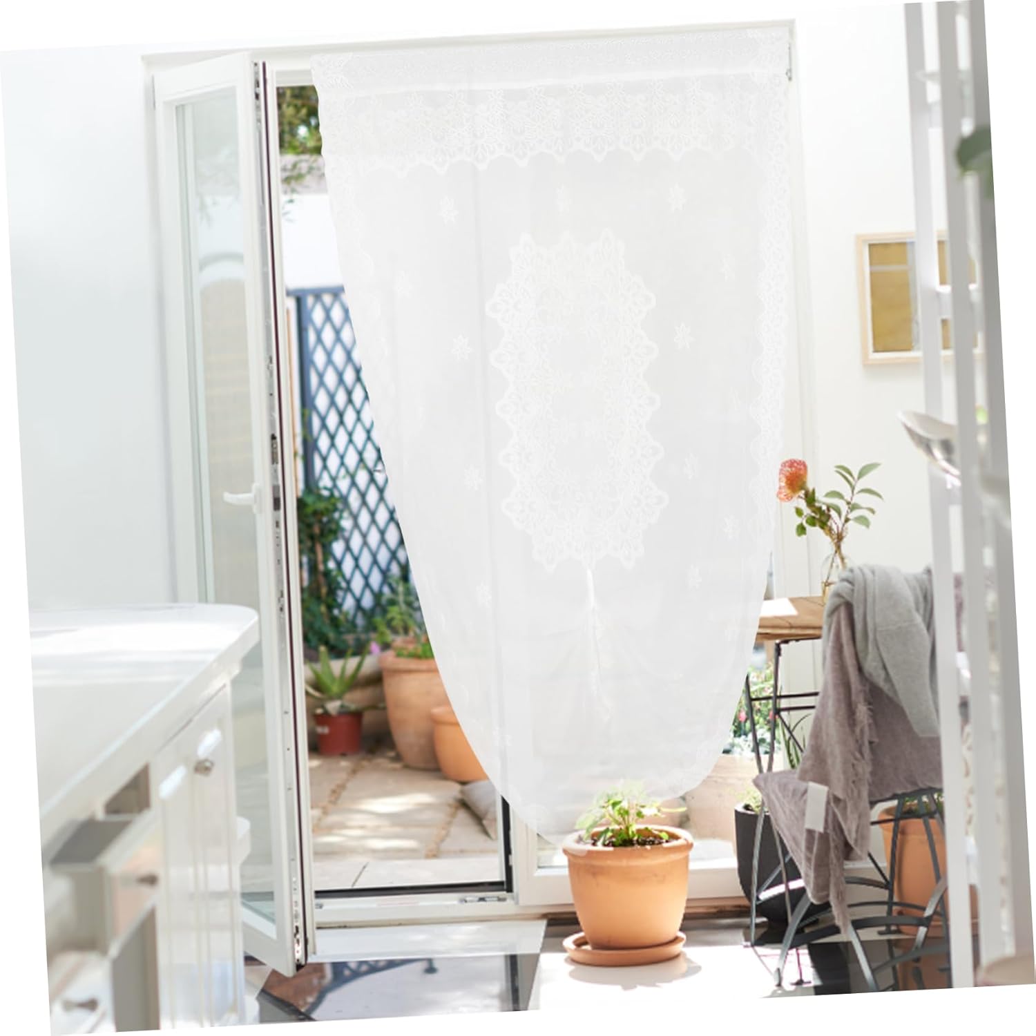 French Style Sheer Door Curtain Decorative Panel