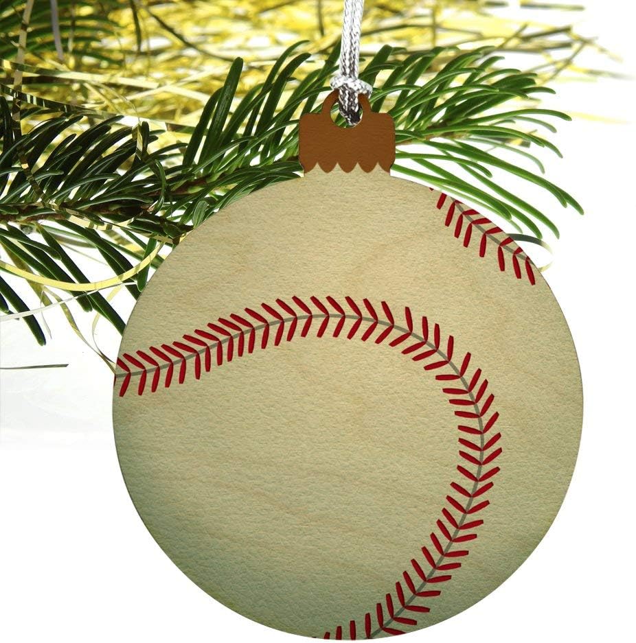 Graphics And More Baseball Ball Wood Christmas Ornament