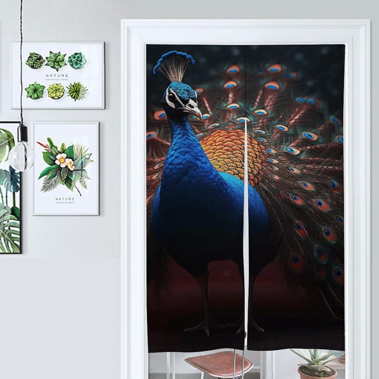 Japanese Noren Animal Feathers Door Curtain 34x57 Inches