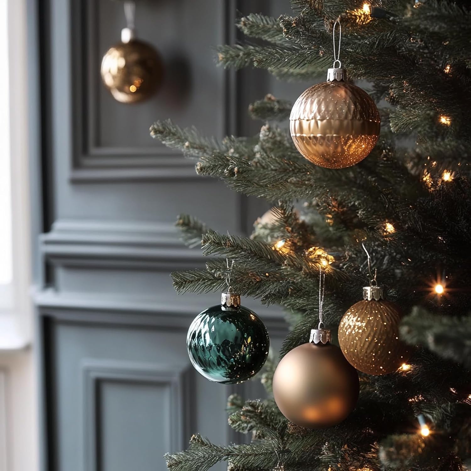 MECCANIXITY 24Pcs Rose Gold Christmas Tree Balls
