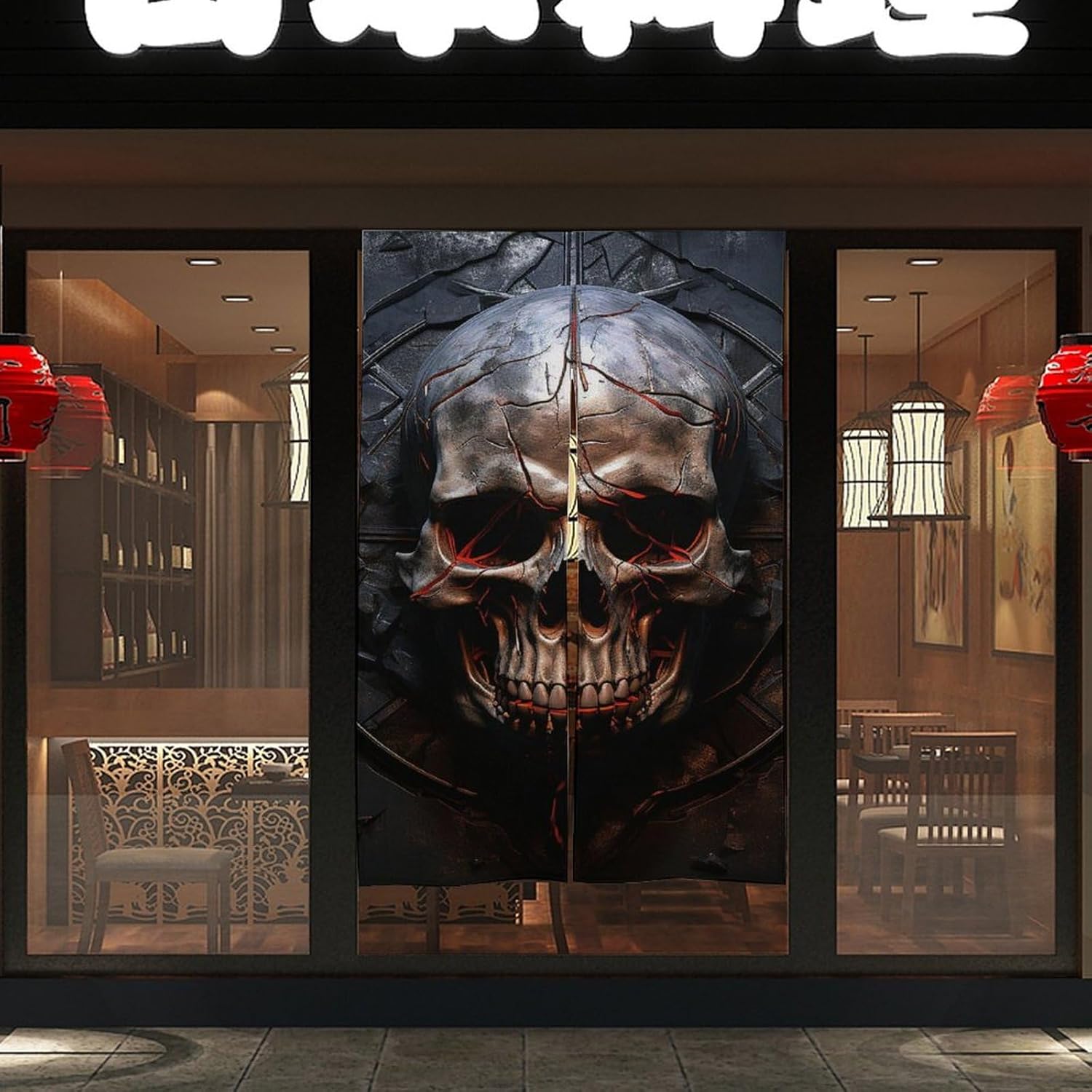 Japanese Noren Skull Door Curtain 34x57