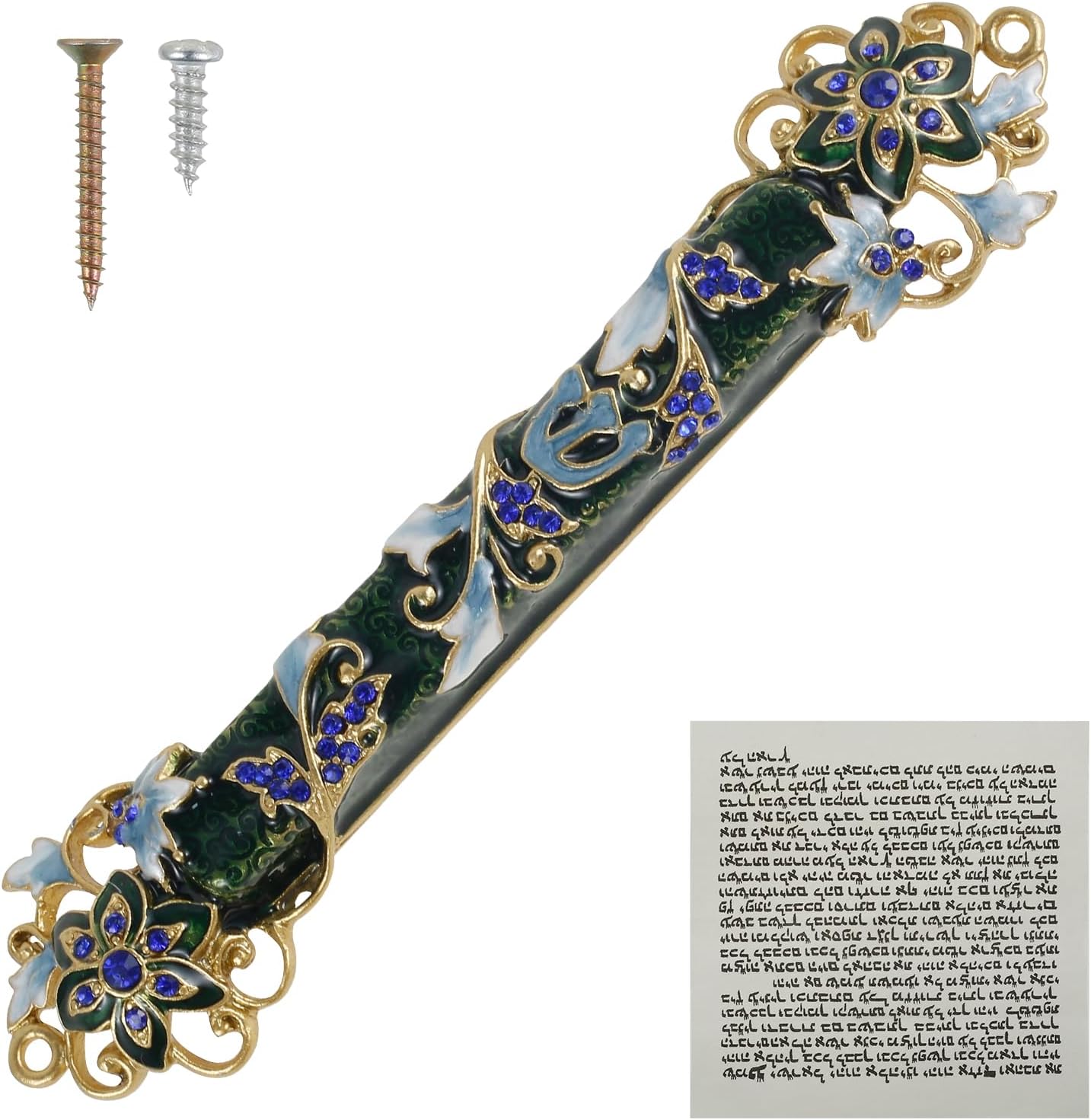 Hand Painted Mezuzah Decor Green