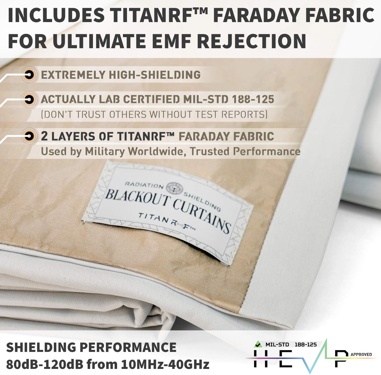 Mission Darkness TitanRF Radiation Shielding Curtains 52x84