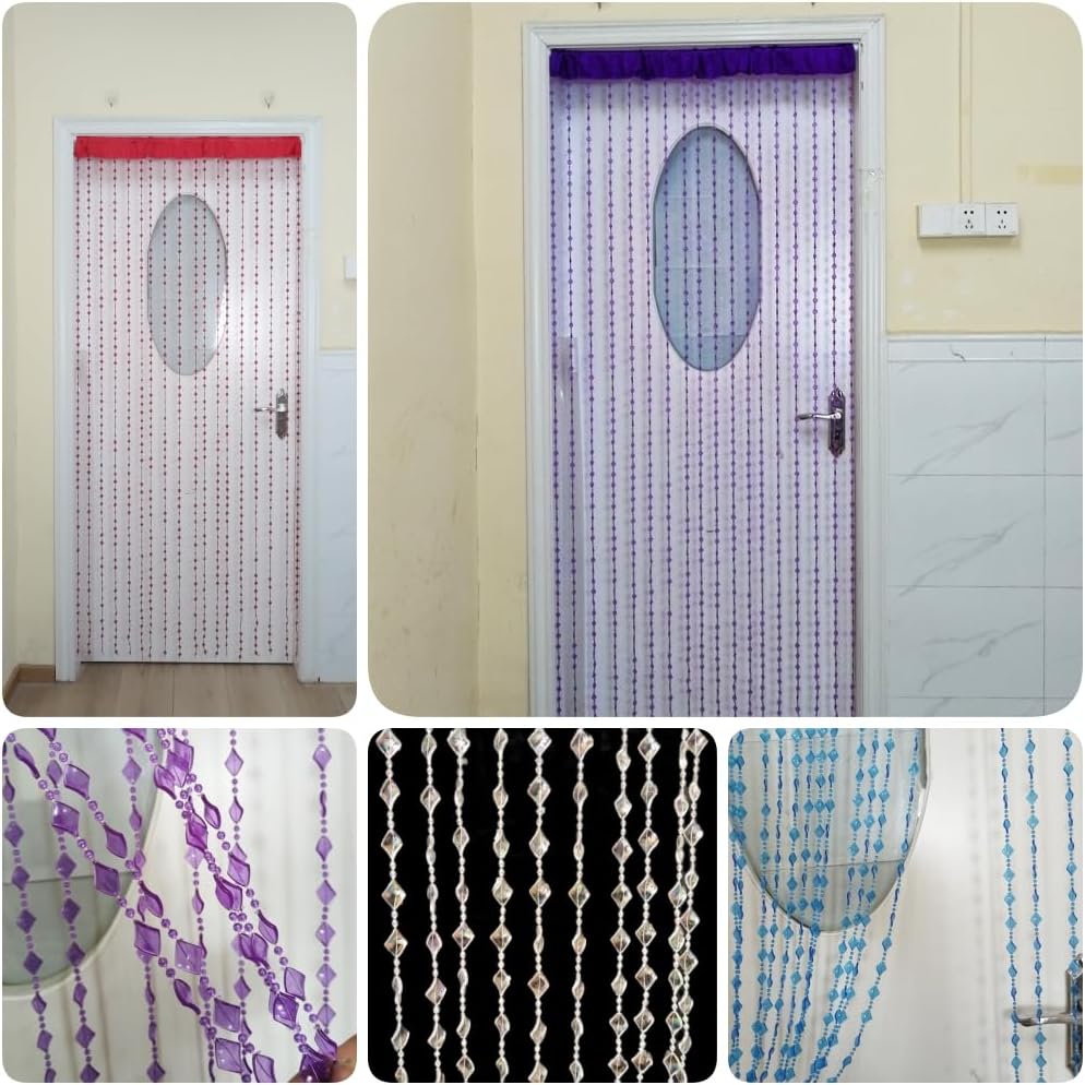 Dark Blue Beaded Curtain Doorway Acrylic Hanging Decor