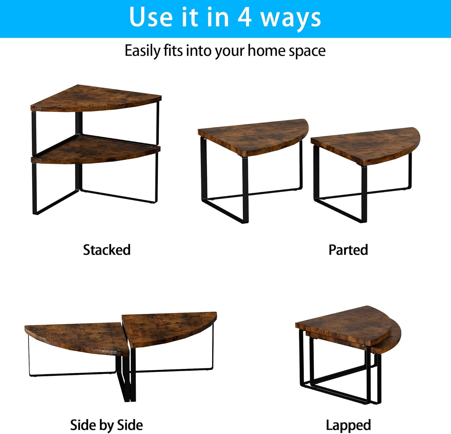 Golener Corner Shelf Countertop Organizer Set of 2 Rustic Brown