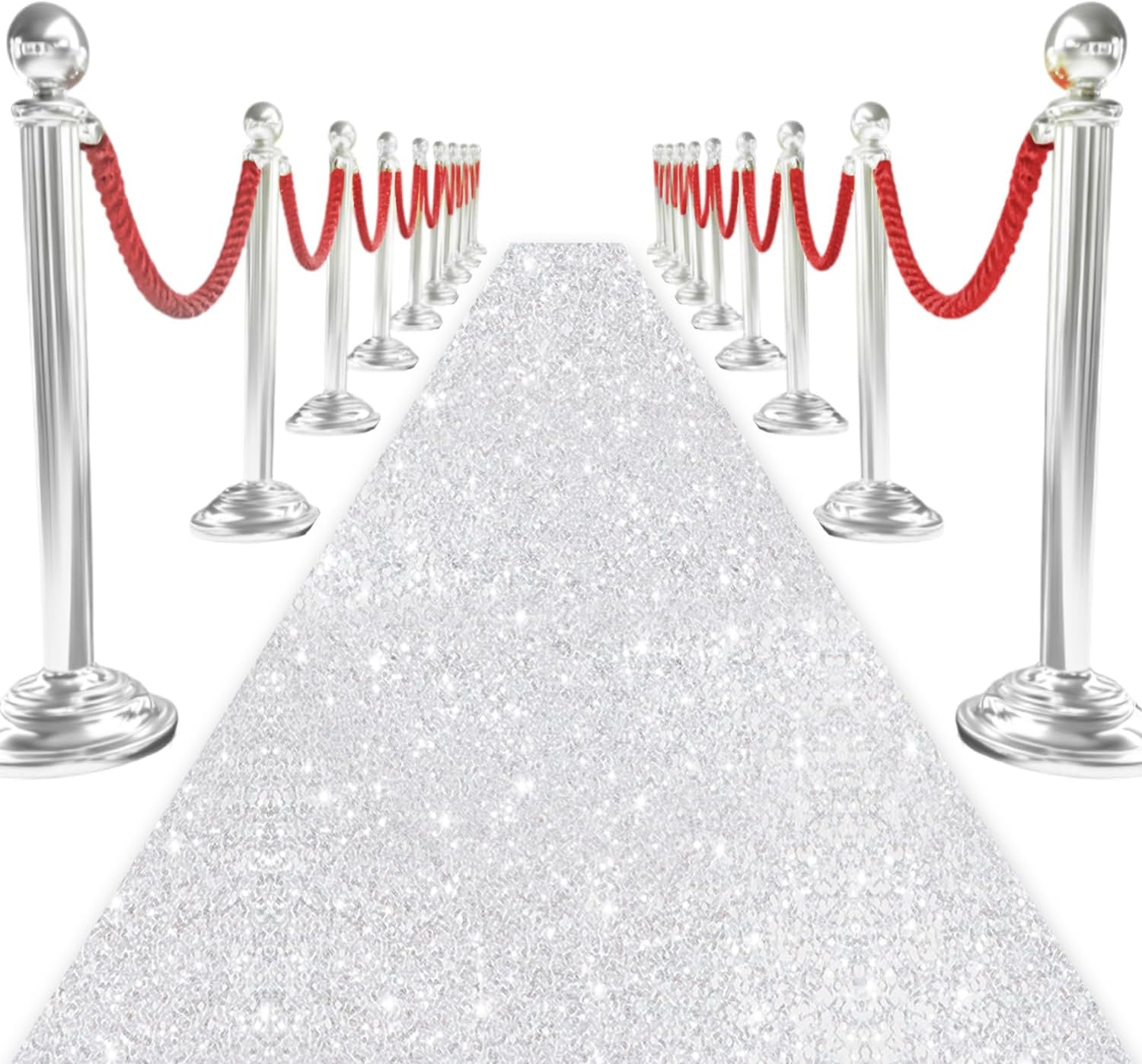 Silver Sequins Aisle Runner Rug 2ftx15ft Bling Wedding Runner