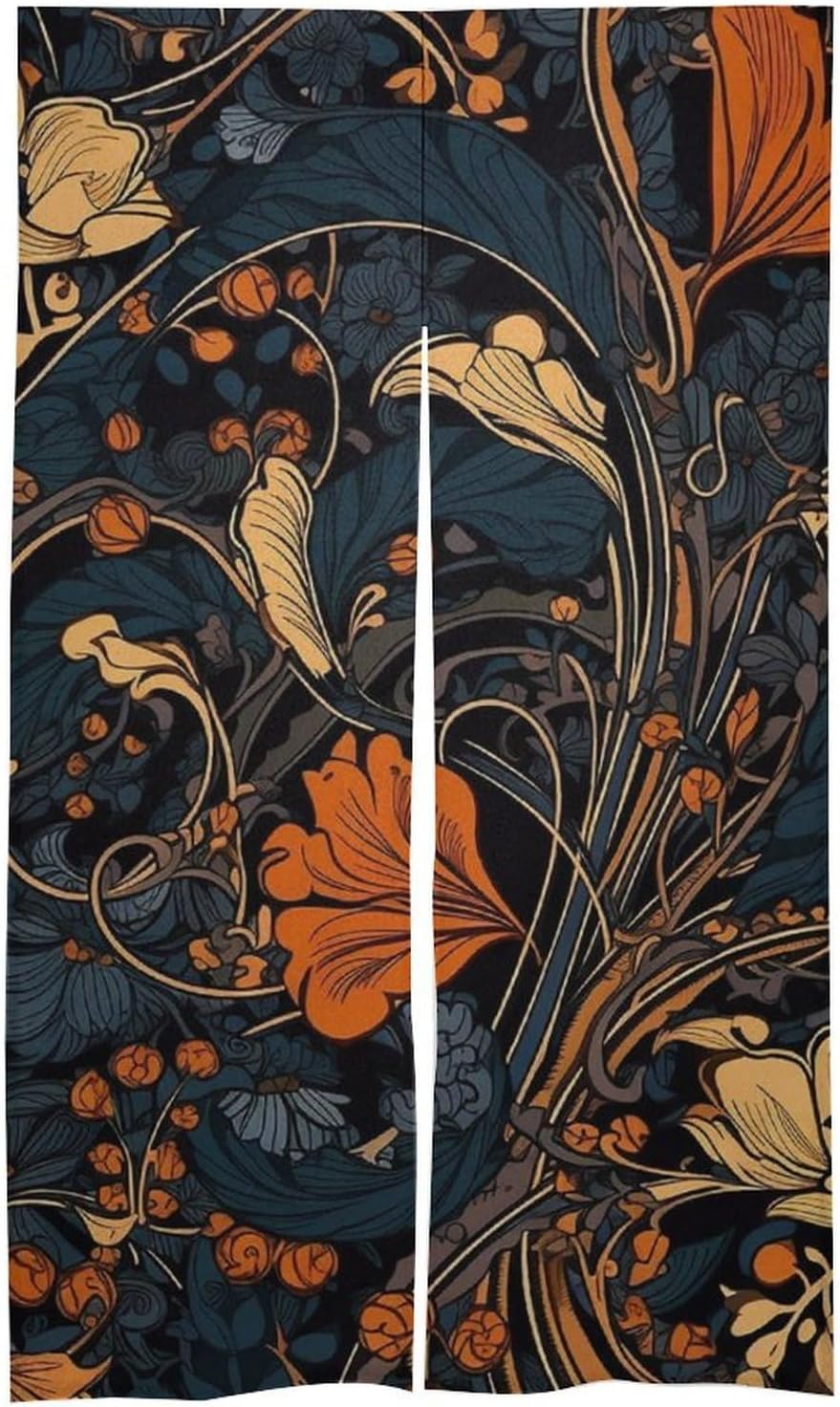 Japanese Noren Blue Orange Door Curtain Split Partition 34x57 Inch