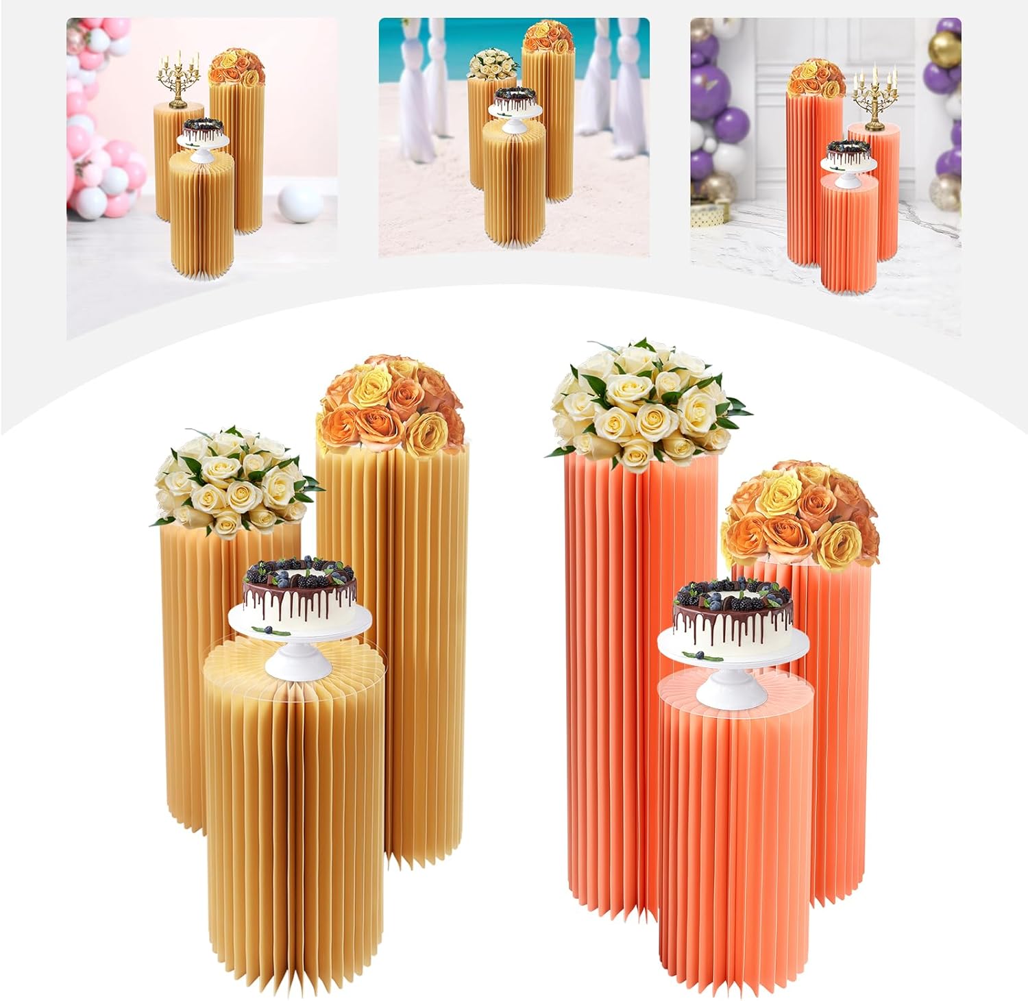 3PCS Cylinder Pedestal Stands for Wedding Displays