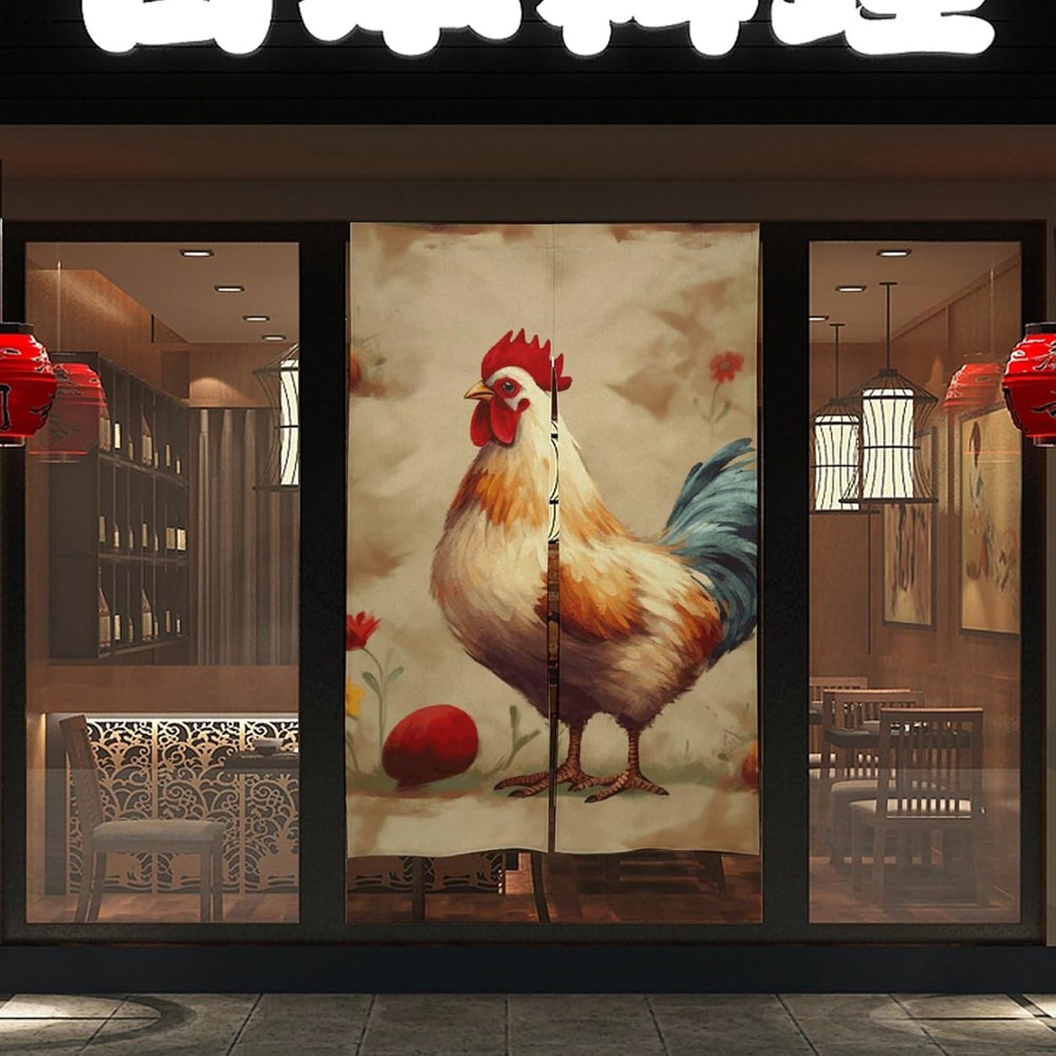 Japanese Noren Art Chicken Door Curtain 34x57