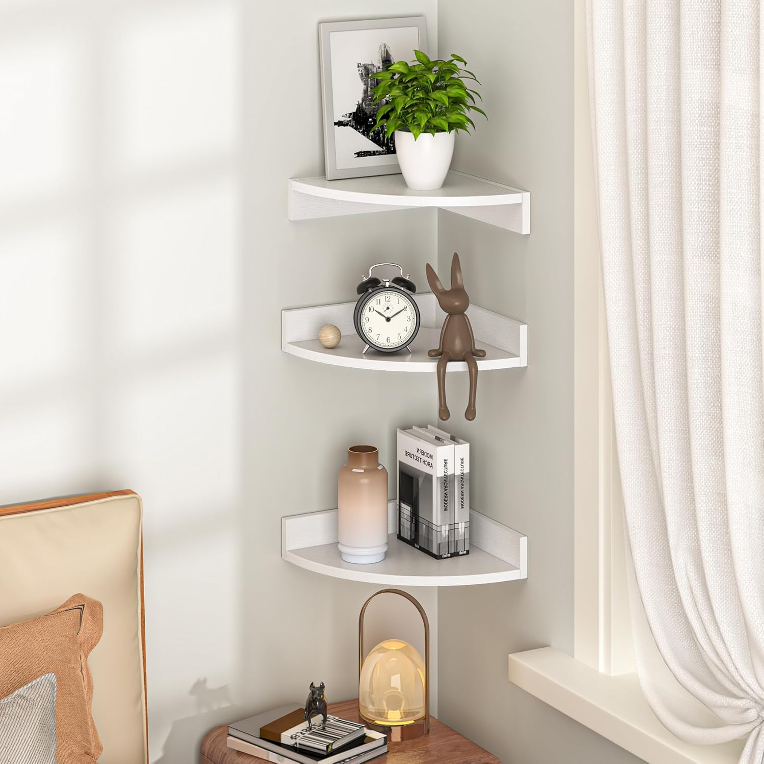 Fun Memories Corner Shelf Wall Mount 3 Pack White