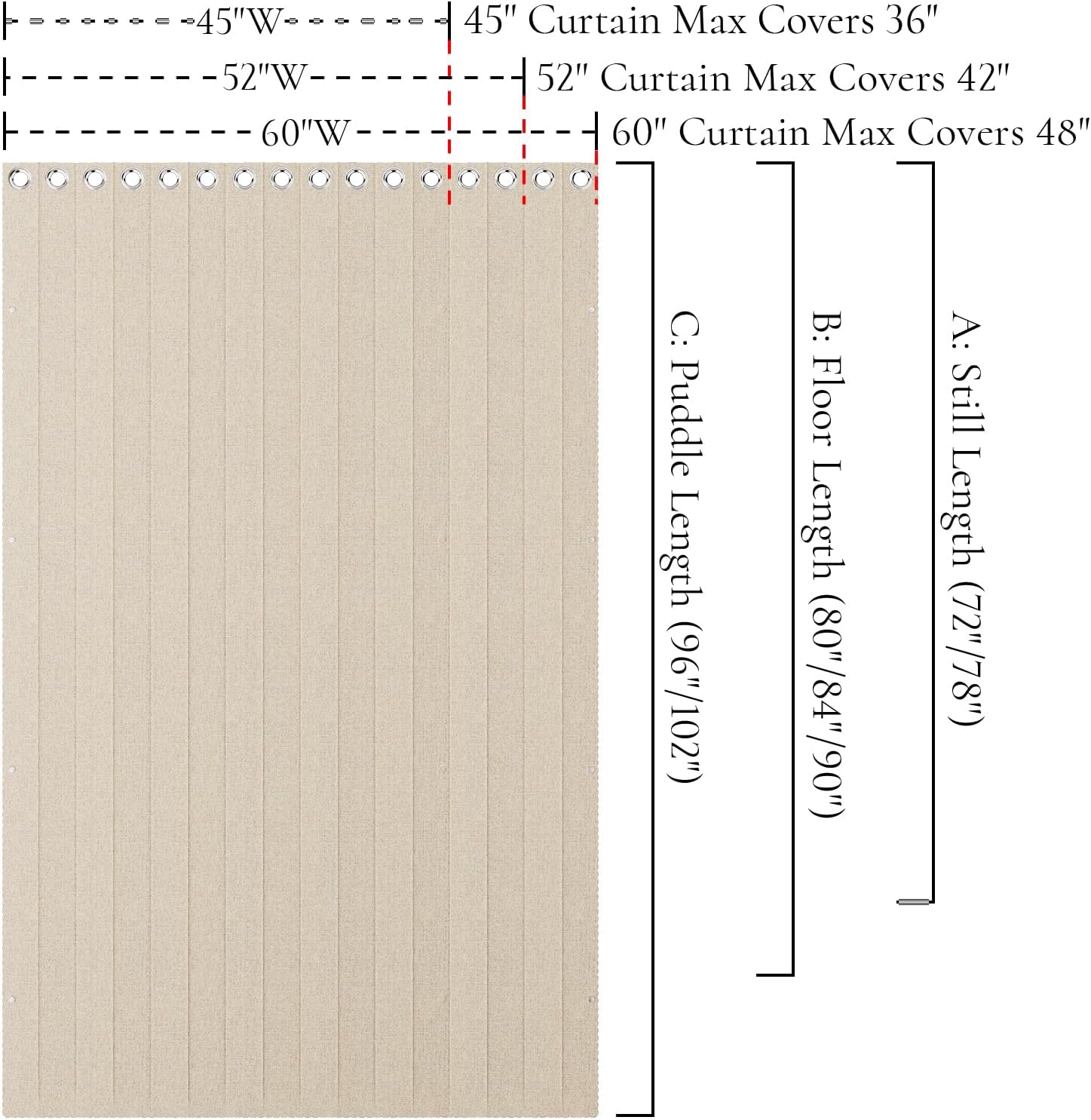 Pleated Folding Door Curtains 60x80 Blackout Panels